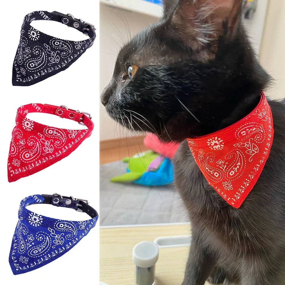 Collar para gato, hermoso collar ajustable para perro y gato, corbata triangular para saliva, pañuelo para perro, collar con piel sintética, producto para mascotas