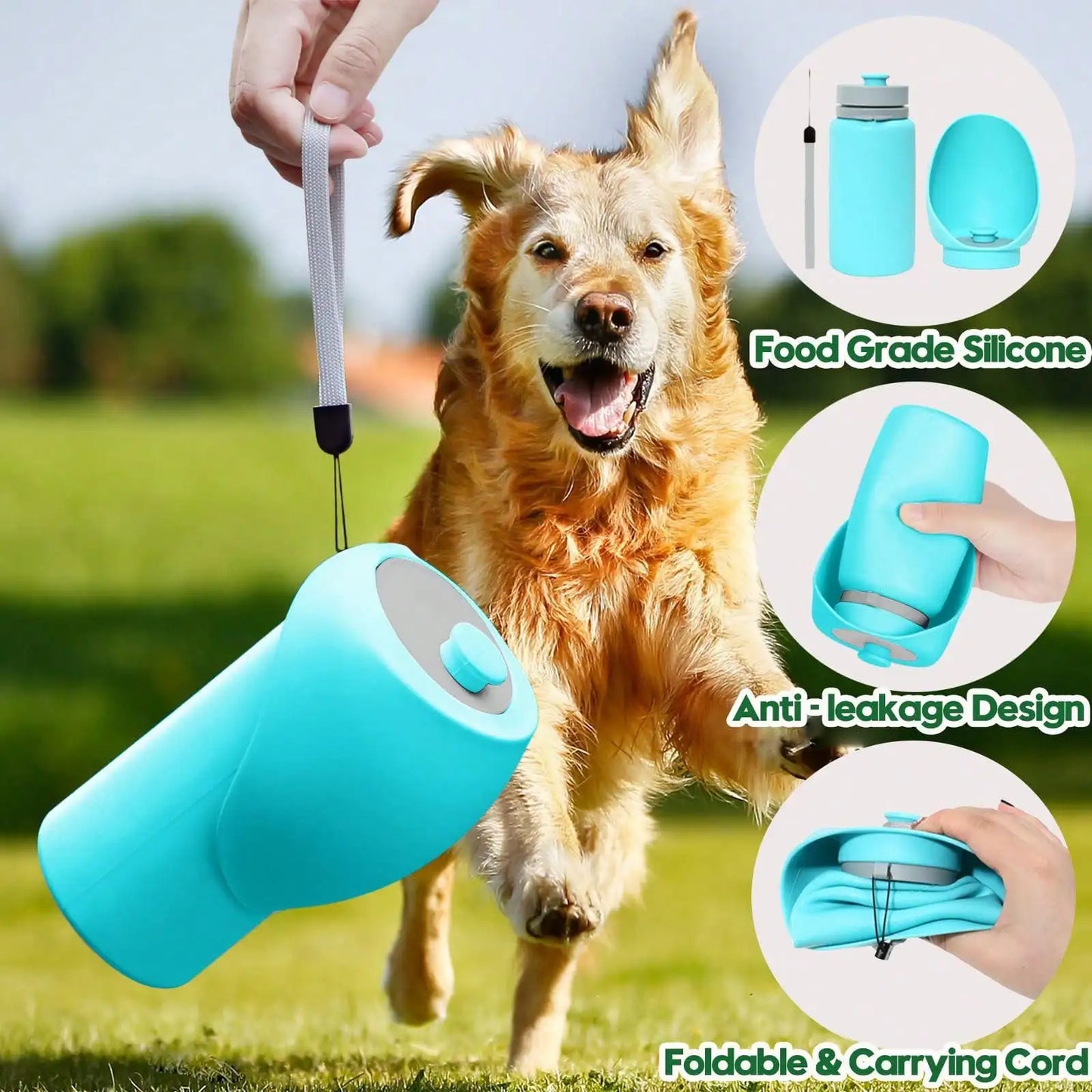 550ml Dog Water Bottle Portable Foldable Silicone Bowl Outdoor Travel Hiking Drinking Camping Bowl Cat Feeder Dog Accessories