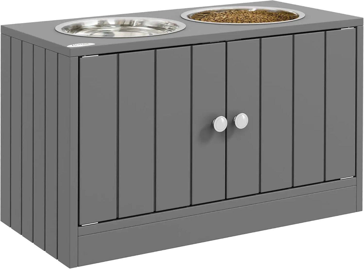 Large Elevated Dog Bowls with Storage Cabinet Containing Large 44L Capacity, Raised Dog Bowl Stand Pet Food Bowl