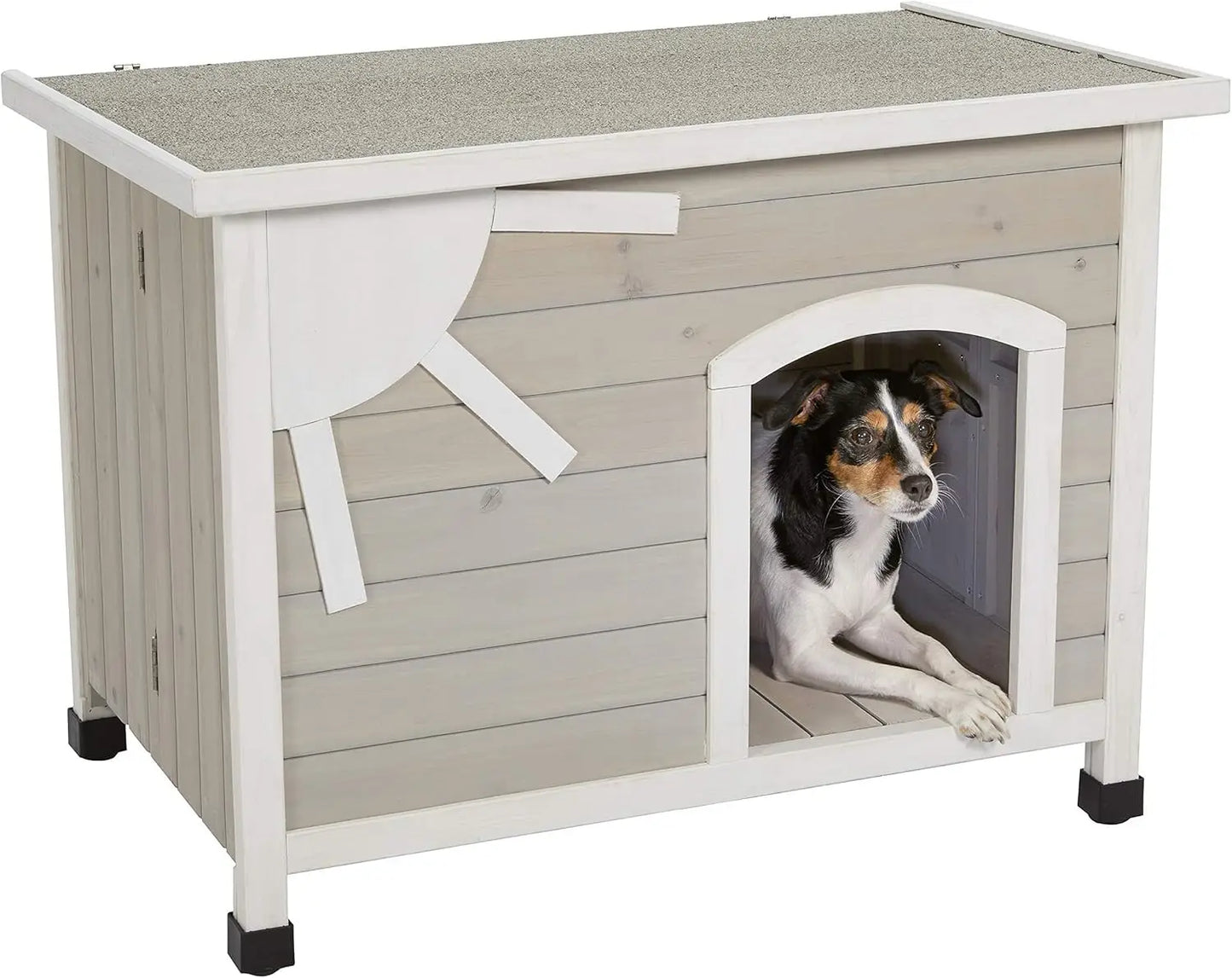 Homes for Pets Folding Outdoor Wood Dog House,No Tools Required for Assembly | Dog House Ideal for Small Dog Breeds,Beige kennel