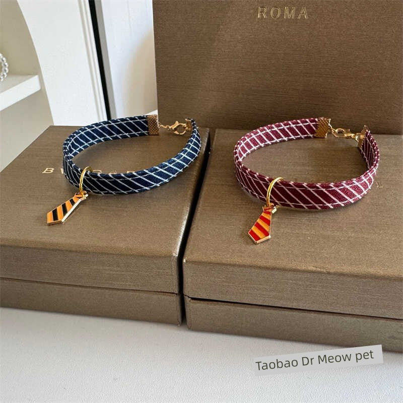 Bow Tie Stripes Lightweight Small Size Dogs Necklace Collar Cat