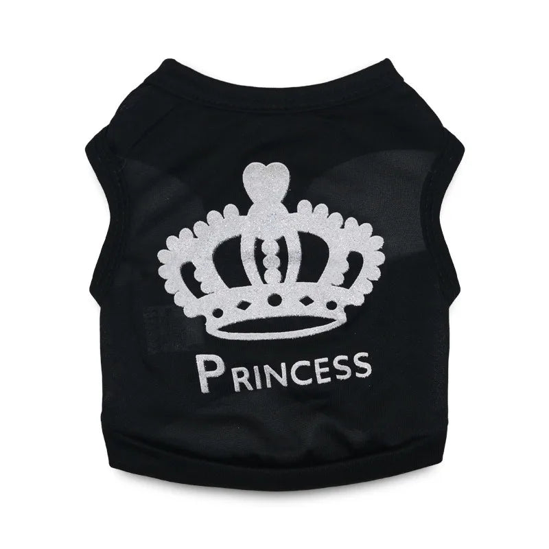 Cool Crown Pattern Princess Clothing for Small Dogs Dog Cat Shirt Puppy Vest Puppy Tee Shirt Summer Clothes Tank Top Pet Apparel