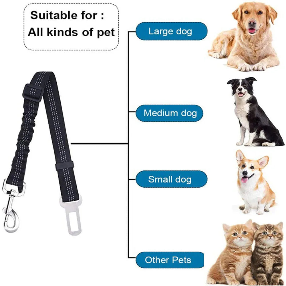 Pet Dog Car Seat Belt Retractable Buffer Elastic Reflective Safety Traction Rope Dog Leash Harness Dogs Dog Accessories Supplies