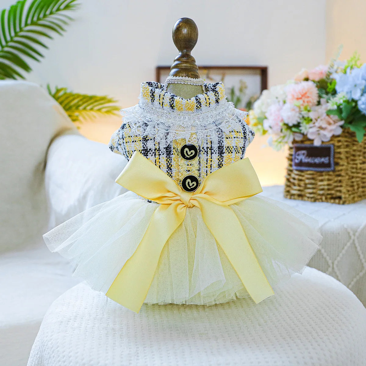 1PC pet clothing dog spring and autumn yellow charm princess wedding dress princess skirt suitable for small and medium dogs