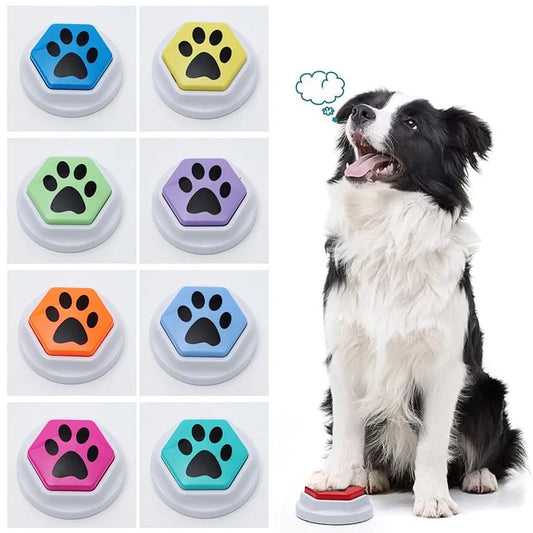 Pet Training Recordable Talking Sound Button Hexagonal Paw Pattern Speak Answering Interactive Voice Dog Toy For Communication