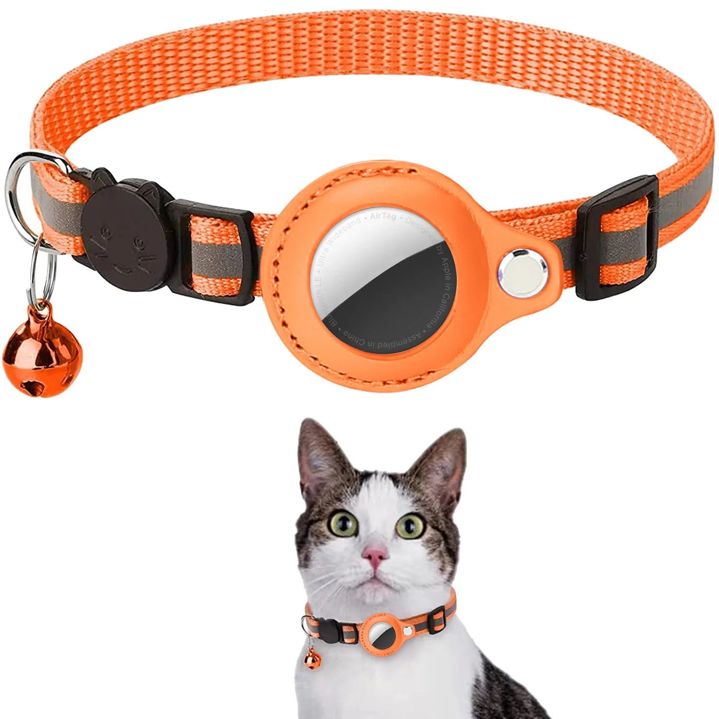 Porte-étiquette d'air pour chat, collier à bandes réfléchissantes détachables, collier réglable pour chaton, collier étanche pour chat, étui pour étiquette d'air pour animaux de compagnie