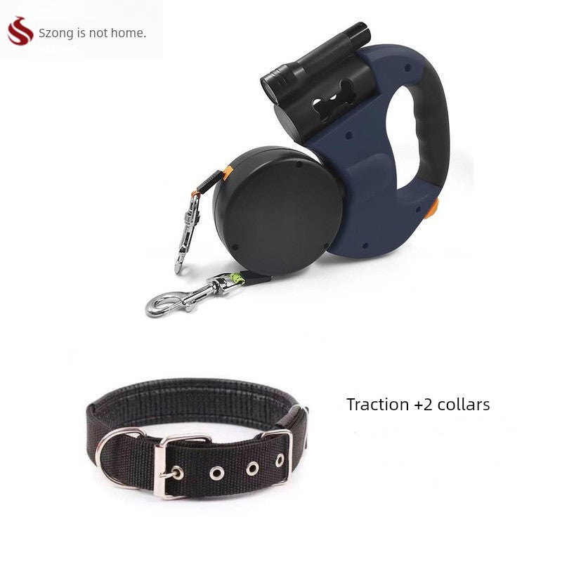 Automatic Double-Headed Telescopic Dog Chain Two-in-One Hand Holding Rope