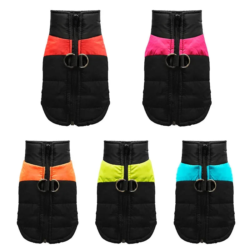 Dog Winter Jacket with D Rings Puppy Waterproof Vest Coats with Zipper Windproof Outdoor Jackets for Small Medium Large Dogs