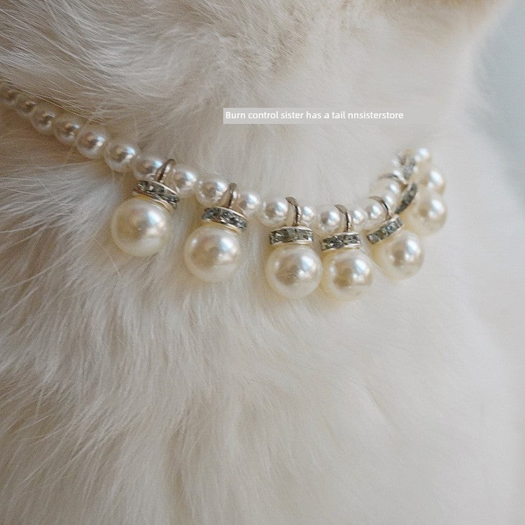 Pearl Necklace French Retro Pet Dog Cat