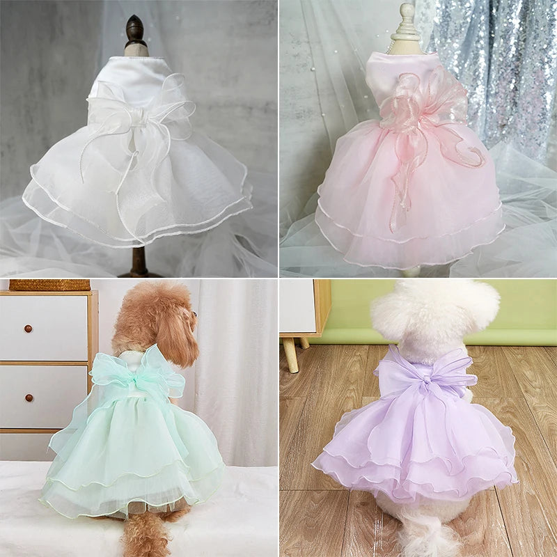 Luxury Dog Clothes Wedding Dress Prom Party Princess Dresses for Small Dogs Puppy Cat Costume White Pet Supplies New