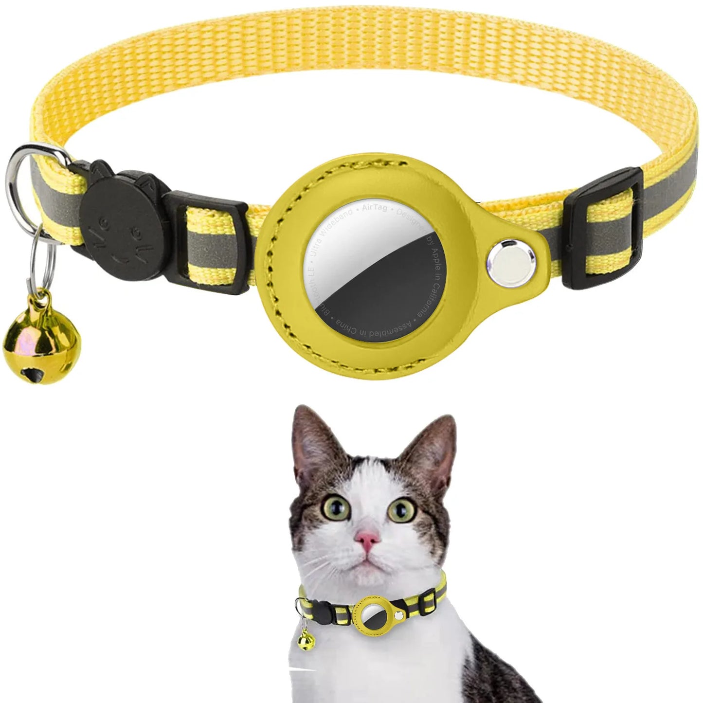 Porte-étiquette d'air pour chat, collier à bandes réfléchissantes détachables, collier réglable pour chaton, collier étanche pour chat, étui pour étiquette d'air pour animaux de compagnie