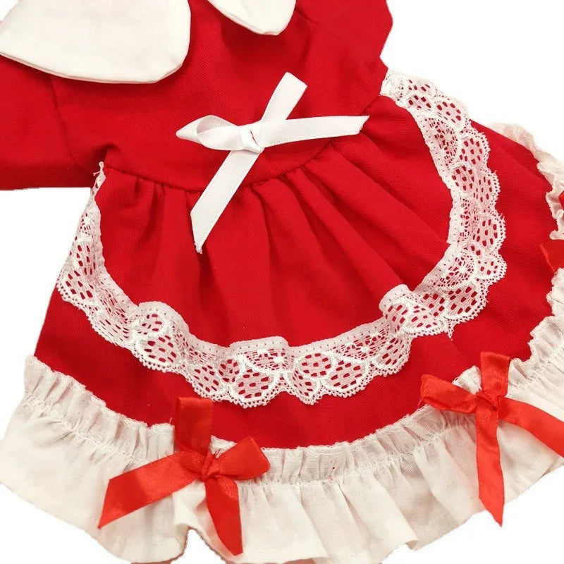 Pet Christmas Maid Dress Dog Clothes Cute Lace Cake Dress Sweet and Lovely Pet Clothes Cat Dress Dog Dresses for Small Dogs