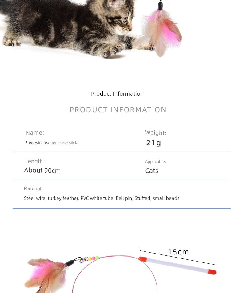 Bite-Resistant with Bell Relieving Stuffy Handy Gadget Steel Wire Cat Teaser