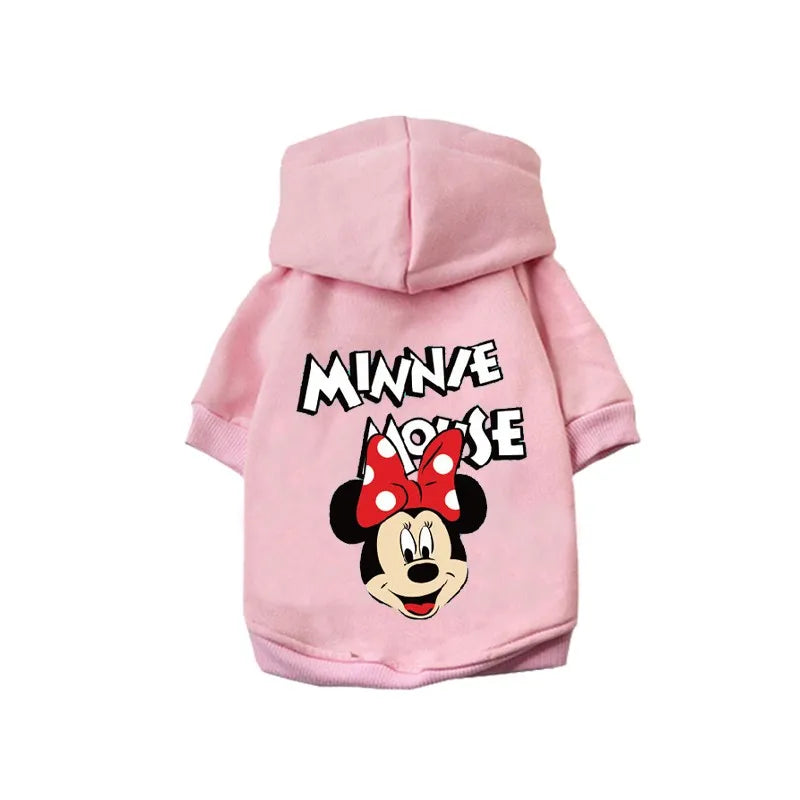 2024 New Disney Pet Dog Clothes Minnie Mouse Hoodie Companion Cozy Puppy Small Medium Dog Sweatshirt French Chihuahua Pug S-xxl