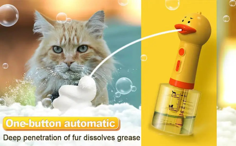 Electric Dog Shampoo Dispenser Dog Shampoo Sprayer Duck Shampoo Foamer for Pet, Foaming Soap Dispenser for Bathtub, Kitchen Sink