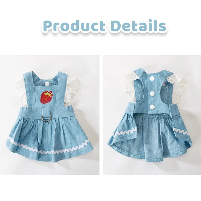 Princess Style Dog Dress Pet Denim Dog Skirt for Small Dog Summer Puppy Wedding Dress Cat Suspender Skirt Chihuahua Dog Clothes