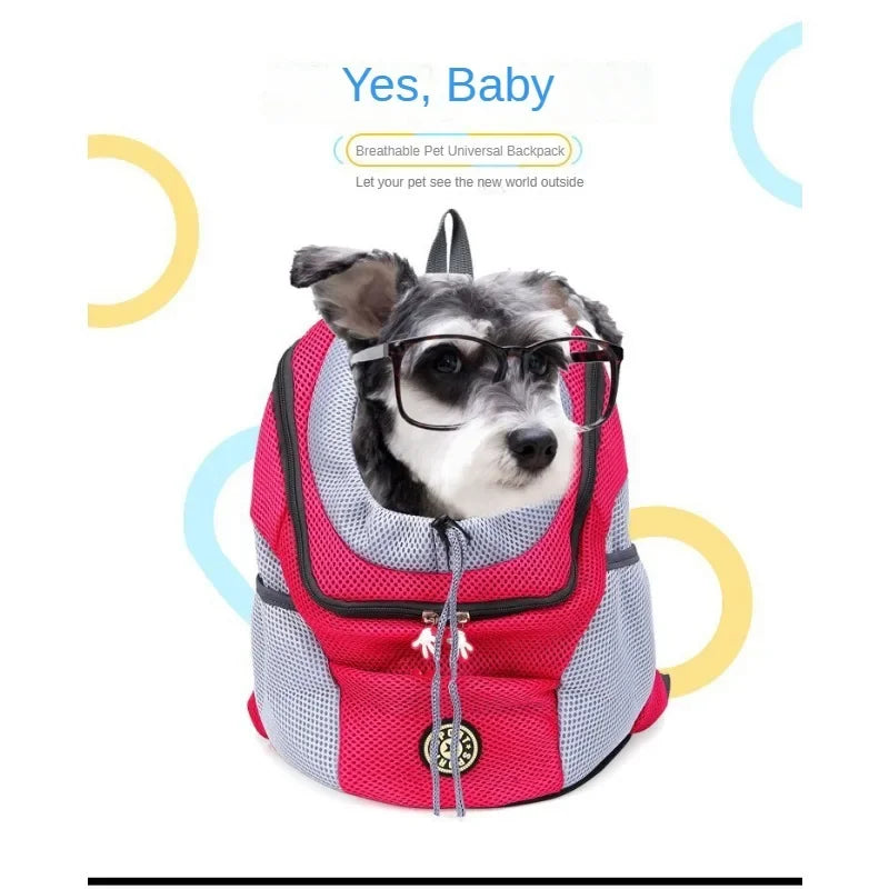 New Double Shoulder Portable Travel Backpack Outdoor Pet Dog Carrier Bag Pet Dog Front Bag Mesh Backpack Foldable Cat Carrier