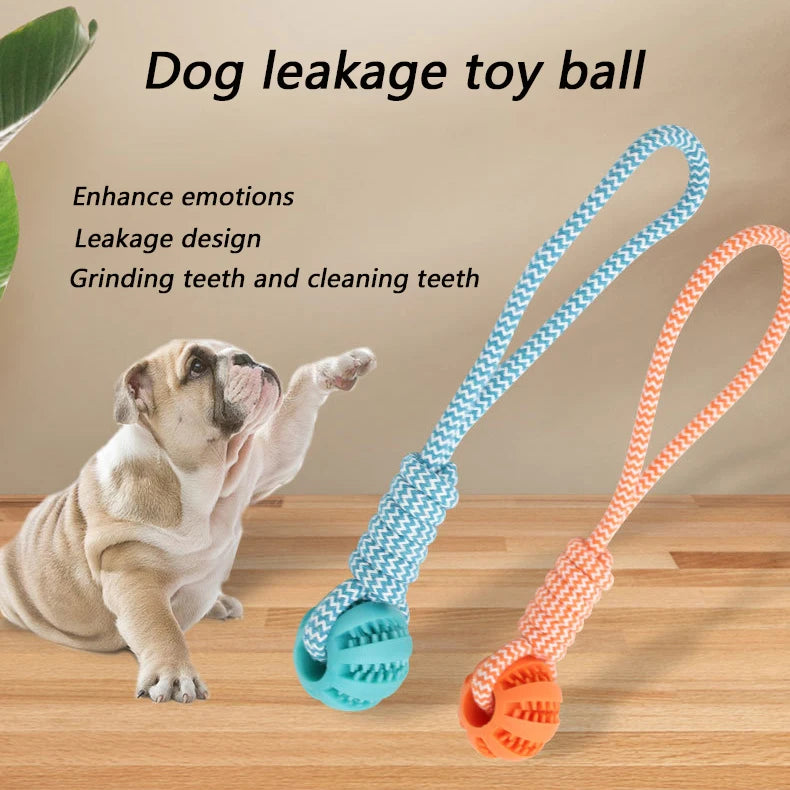 Dog Toys Balls Interactive Treat Rope Rubber Leaking Balls for Small Medium Dogs Chewing Bite Resistant Pet Tooth Cleaning