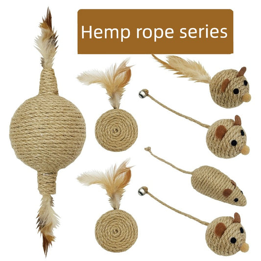 Self-Hi Nibbling Hemp Ball Molar Sound Cat Teaser Toy