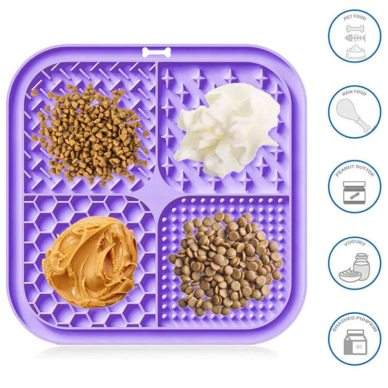 Pet Placemat Cat Slow Feeding Mat Dog Lick Mats Silicone Pets Eating Slowly Food Pad Cats Dogs Distracted Licking Plate Cutlery