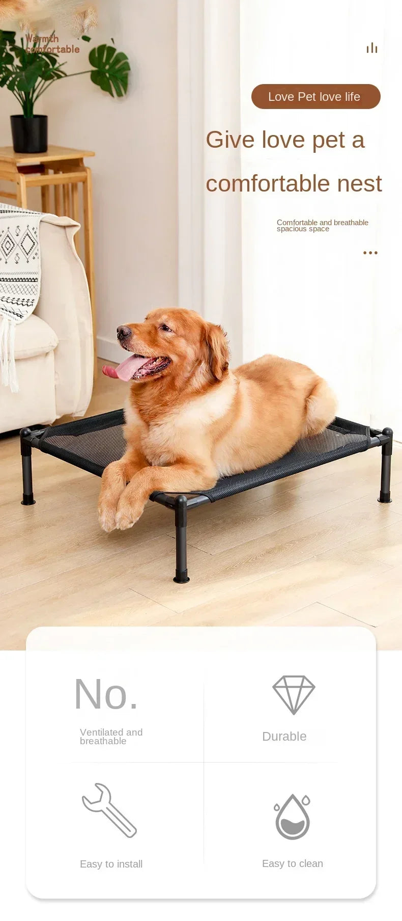 Elevated Pet Bed Dog Cat  Folding Pet Camping Bed Cat Dog House Portable Removable Washable Four Seasons Cats Kennel Puppy Beds