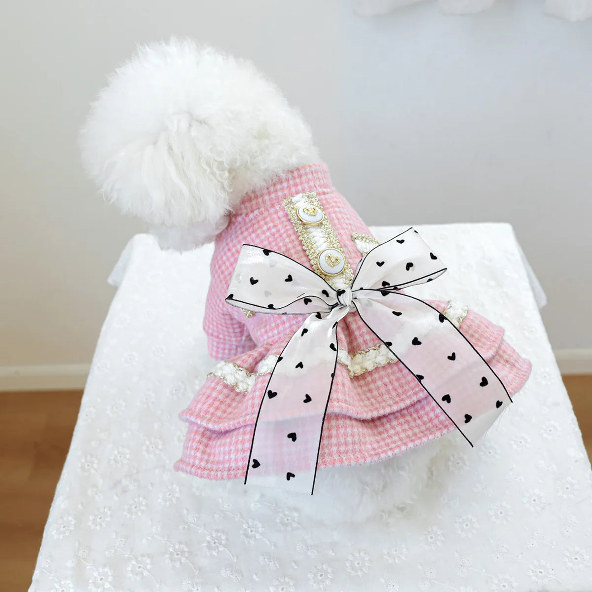 1PC Pet Clothing Dog Cat Autumn/Winter Thick Pink Sweetheart Princess Dress Suitable for Small and Medium sized Dogs