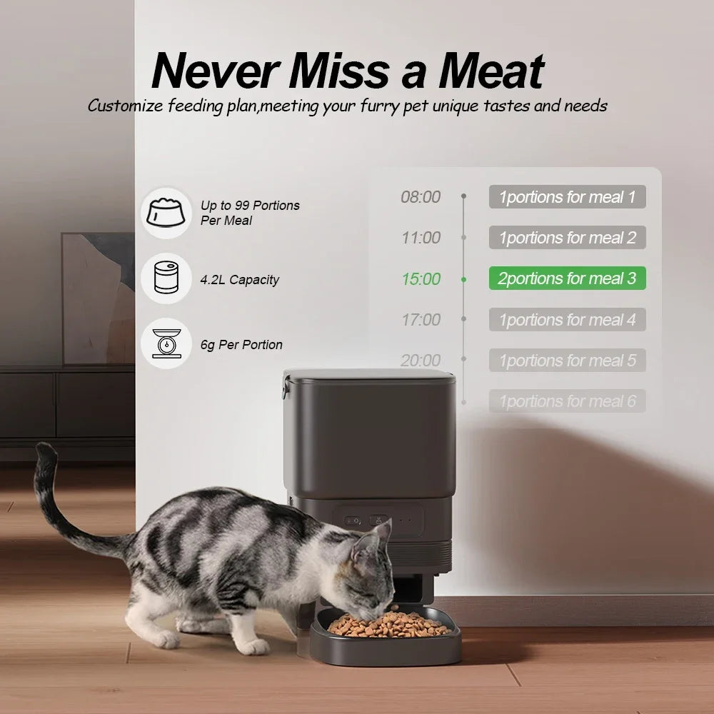 Automatic Feeder for Cat Dog 5G WiFi Smart Cat Feeder Feed Time Setting for Pets Dogs Cats Food Automatic Dispenser Bowl Furpipi