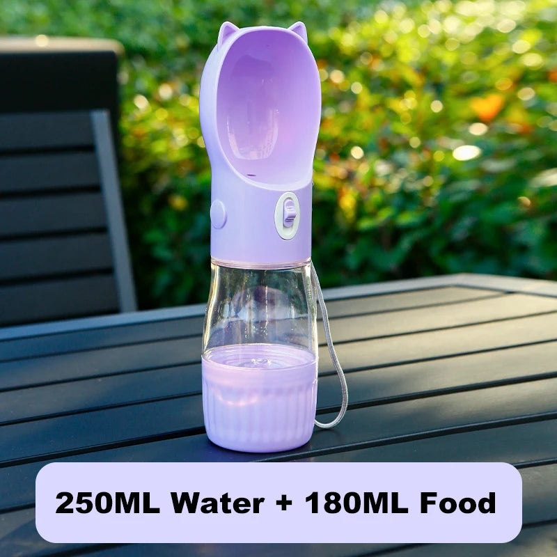 Portable Dog Water Bottle With Food Cup For Small Large Dog Cats Outdoor Walking Drinking Feed Dispense French Bulldog Supplies