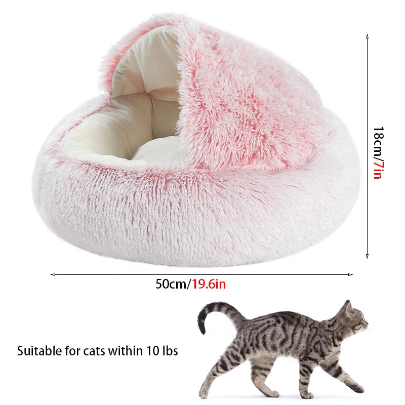 Soft Plush Pet Bed with Cover Round Cat Bed Pet Mattress Warm Cat Dog 2 in 1 Sleeping Nest for Small Dogs Winter Pet Stuff