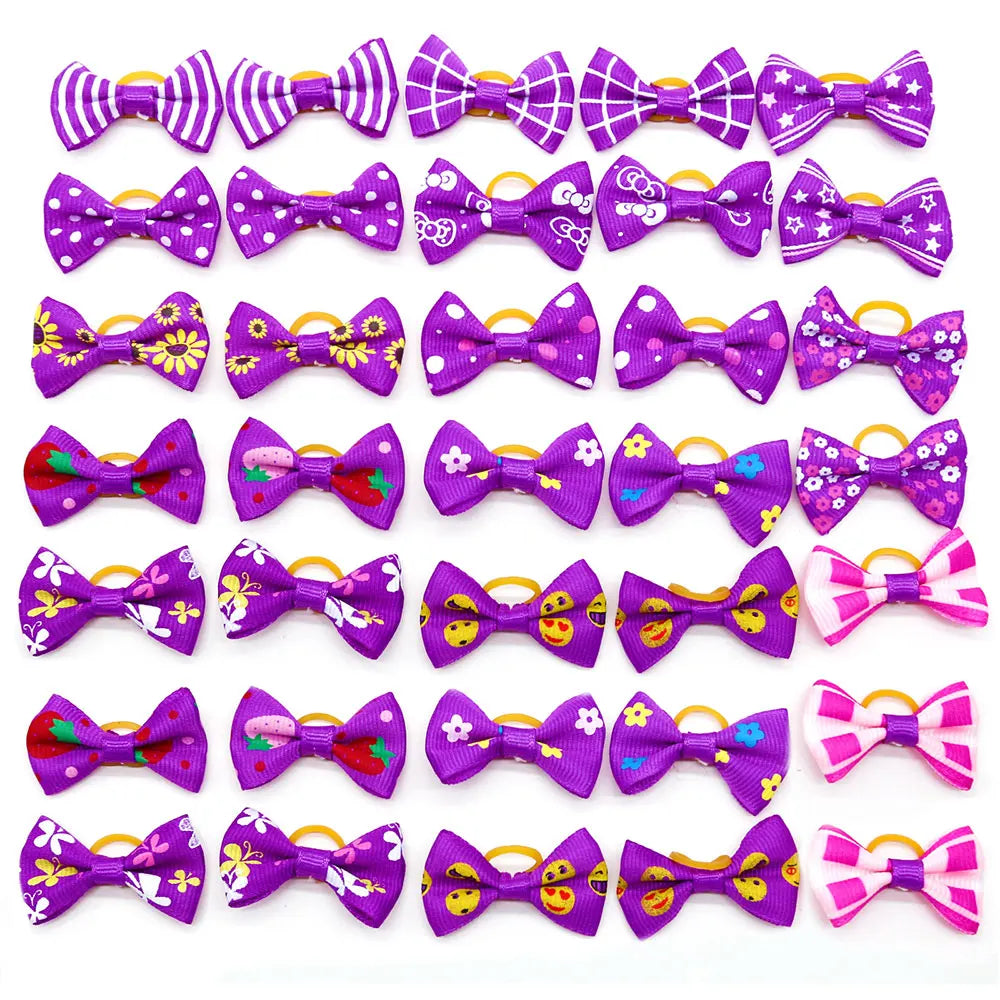 10/20/30PCS Pet Grooming Hair Bows Puppy Mix Colours Decorate Hair Accessories for Small Dog Hair Rubber Bands Dog Supplier