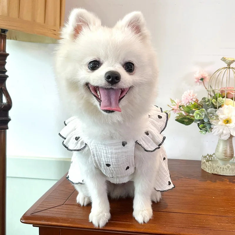 Summer  Dog Cooling Dress Thin Bow Heart Print Dog Clothes Pet Skirt Kitten Puppy Costume Chihuahua Bichon Yorkie Girls Dog Vest