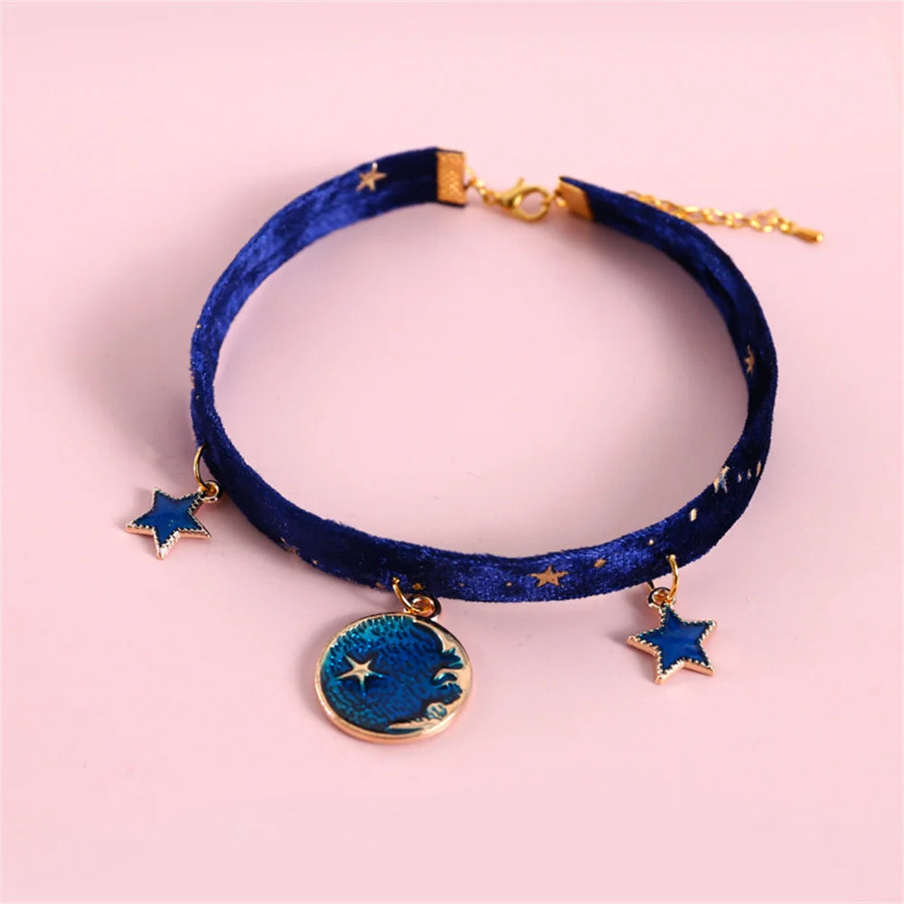 Multicolor Cat Collar Pet Collar Kitten Dog Tie Adjustable Neck Strap Cute Moon Star Puppy Cat Necklace Pets Accessories