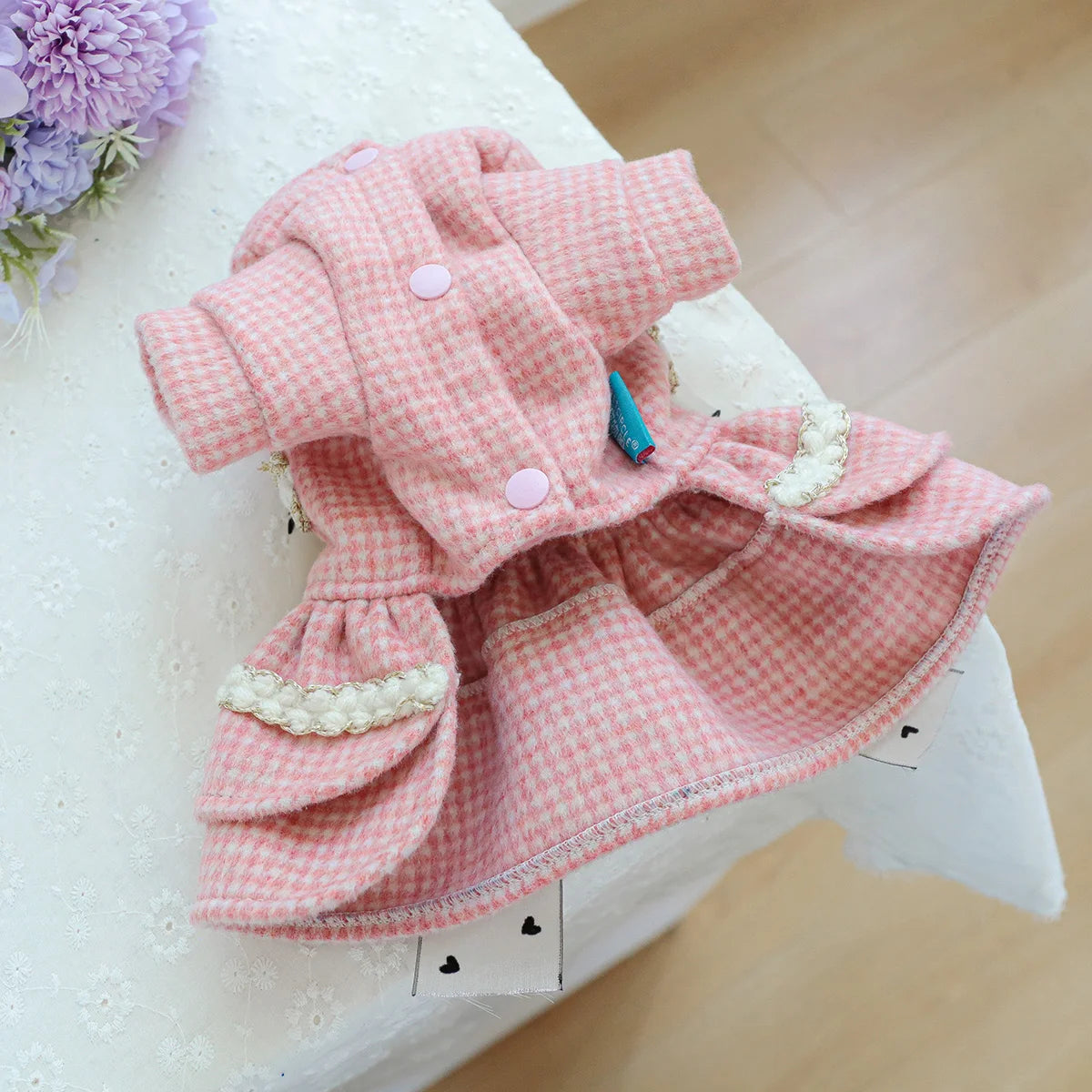 1PC Pet Clothing Dog Cat Autumn/Winter Thick Pink Sweetheart Princess Dress Suitable for Small and Medium sized Dogs