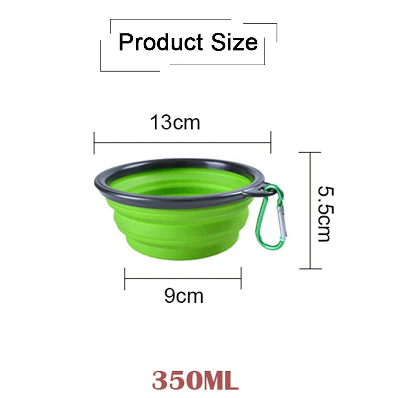 Dogs Feed Supplies Folding Silicone Bowl Portable Puppy Water Container with Carabiner Folding Cats Bowl Travel Pets Accessories