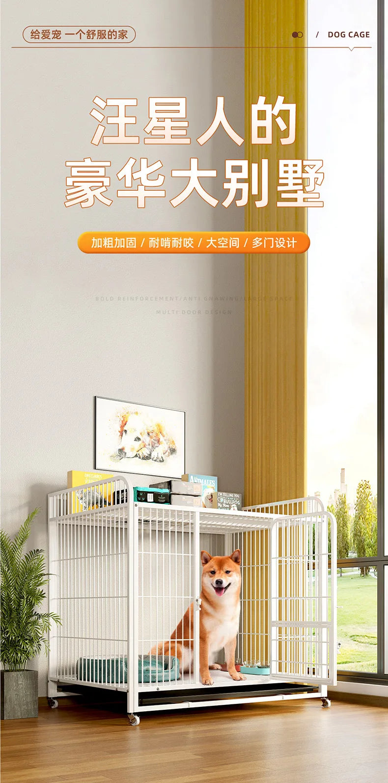 Large Dog Square Tube in Dog Cage Thickened Pet Cage Small Dog Iron Cage