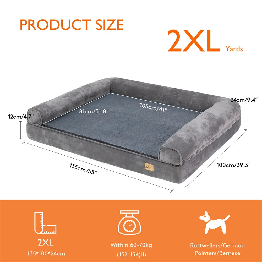 XXXL Large Calming Dog Bed Orthopedic Memory Foam Sofa Couch Waterproof Removable Cover Plush Mat for Small Medium Large Dogs