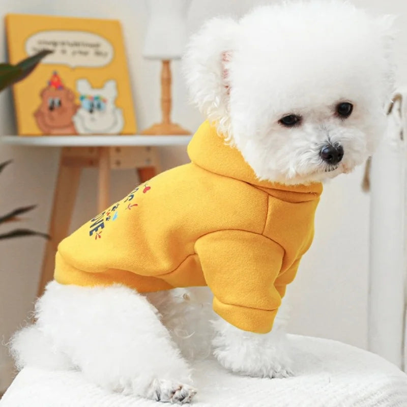 Pet Dog Clothes for Small Medium Dogs Winter Warm Dog Hoodie Letter Print Puppy Pullover Pet Sweatshirt Bichon Frise Dog Clothes