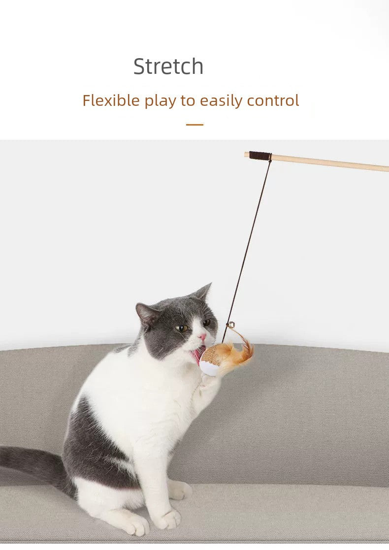 Relieving Stuffy Handy Gadget Long Brush Holder with Bell Mouse Cat Pole Toy