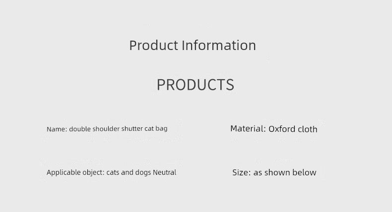 Portable Large Capacity All Year Round Neutral Dog Breathable Cat Bag