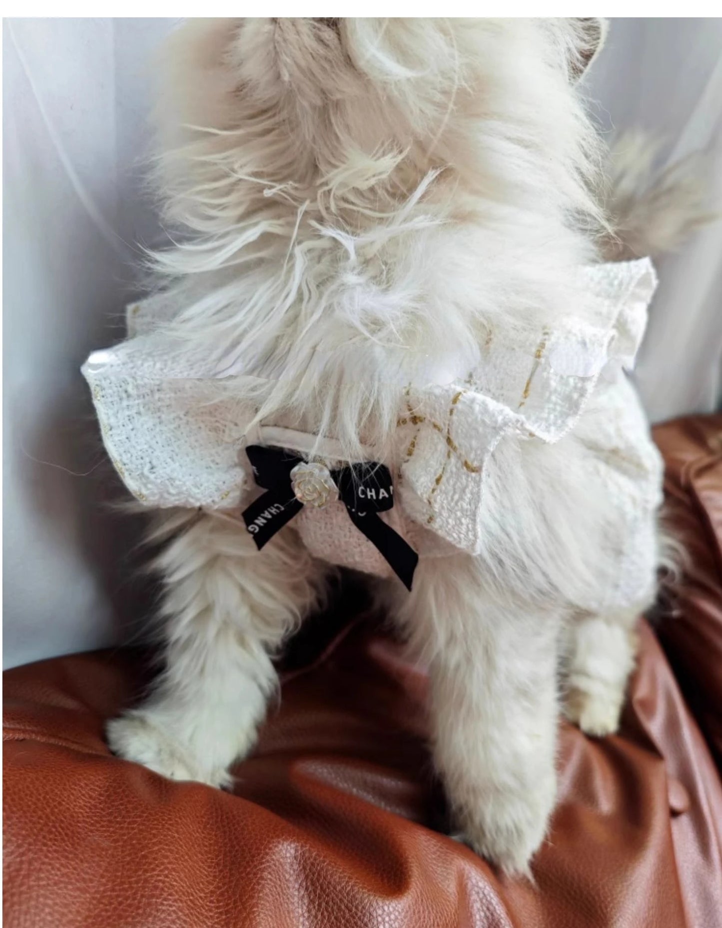 Pet Cats and Dogs Spring and Summer Korean Style Camellia Fly Sleeve Small Dogs Teddy Boomerang Princess Dog Dresses