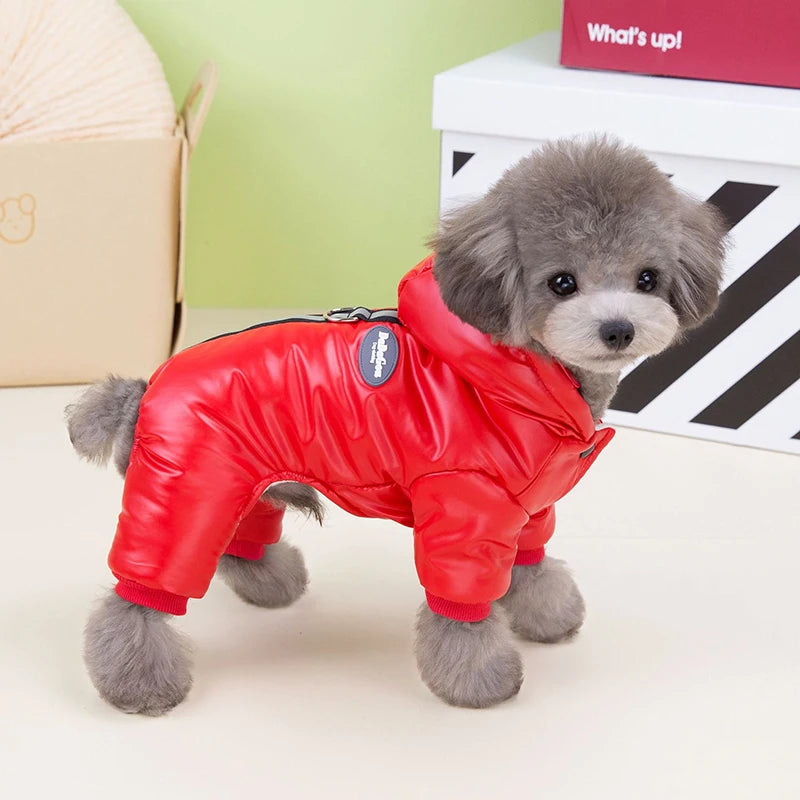 Padded Winter Puppy Onesie Waterproof Boy Dog Clothes for Small Dogs Warm Shih Tzu Down Jacket Chihuahua Jumpsuit Yorkie Costume