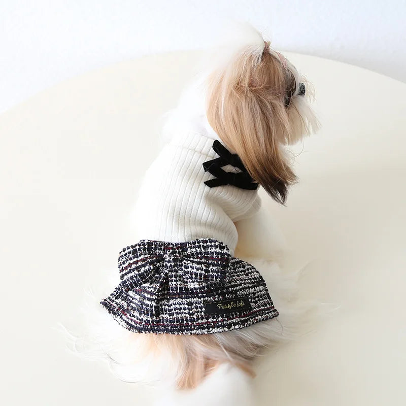 Pet Autumn and Winter Knitted Patchwork Coarse Woolen Dress New Woolen Dress Dog and Cat Clothing Puppy Clothes for Small Dogs