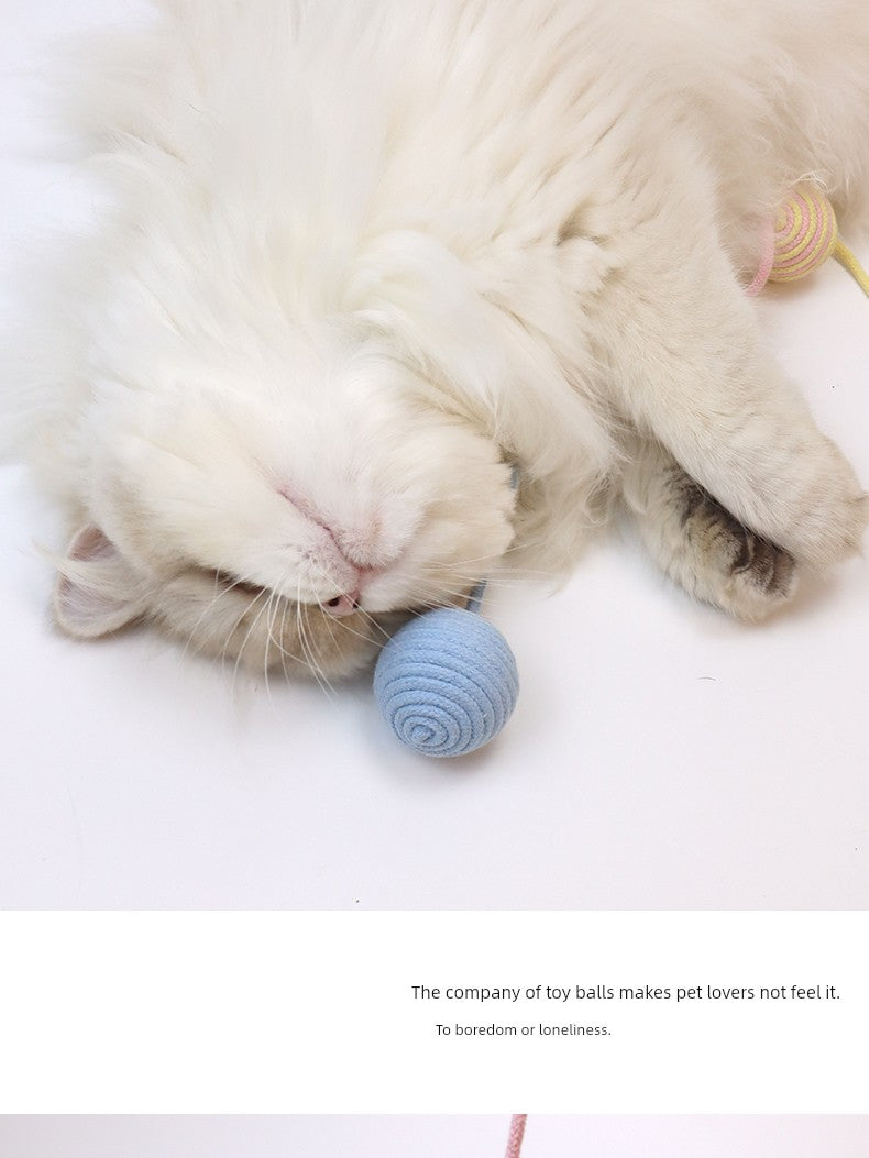 Yuanzhang Meow Cat Toy Ball Cat Teaser Bite-Resistant Ball Scratch-Resistant String Bell Self-Hi Relieving Stuffy Interaction Cat Supplies