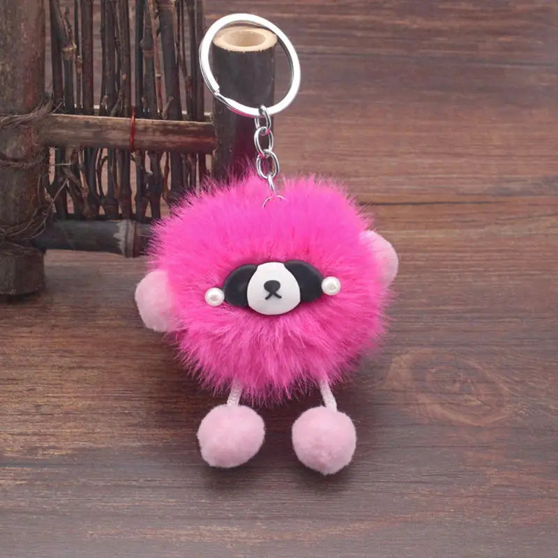 1Pcs Plush Dumb Bear Keychain Animal Pendant Keyring Pets Doll Gift Handbag Key Holder DIY Jewelry Clothing Crafts Accessory