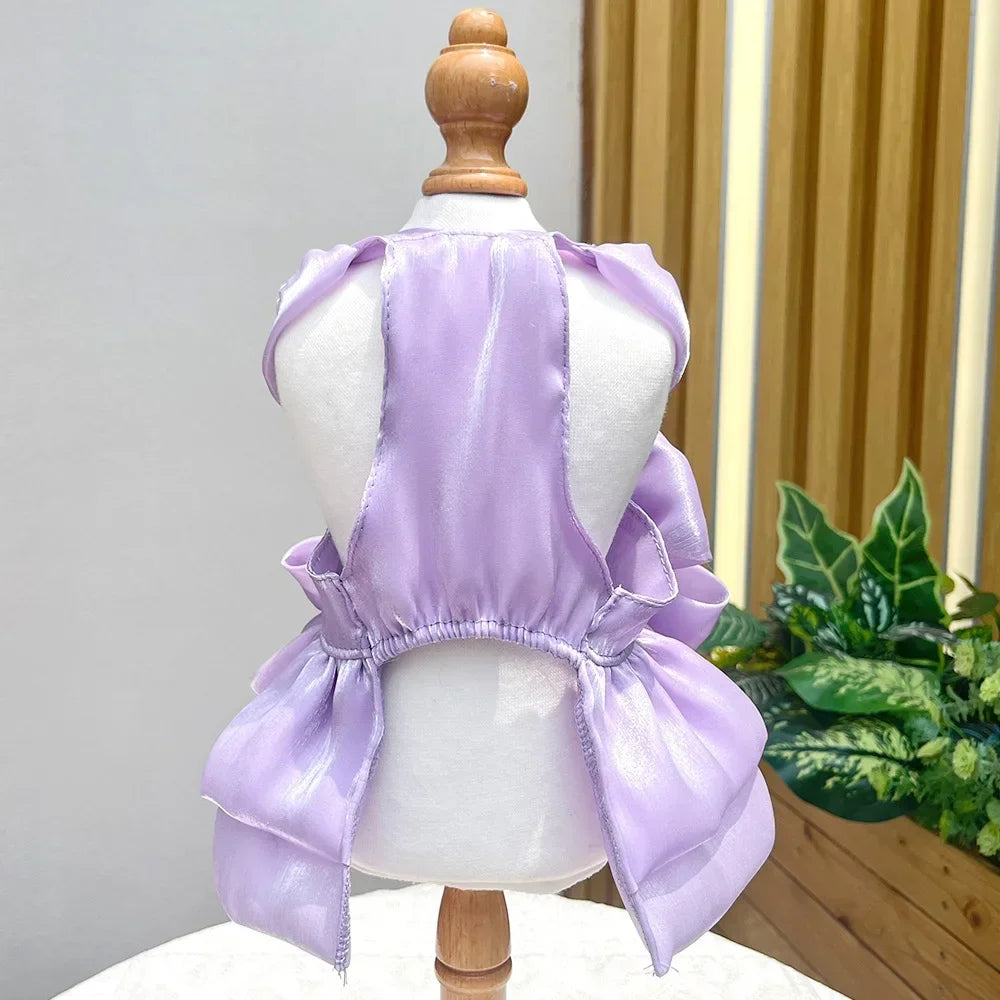 Spring Summer Dog Princess Dress Big Bowknot Pet Skirt for Small Dogs Cats Schnauzer Shih Tzu Puppy Clothing