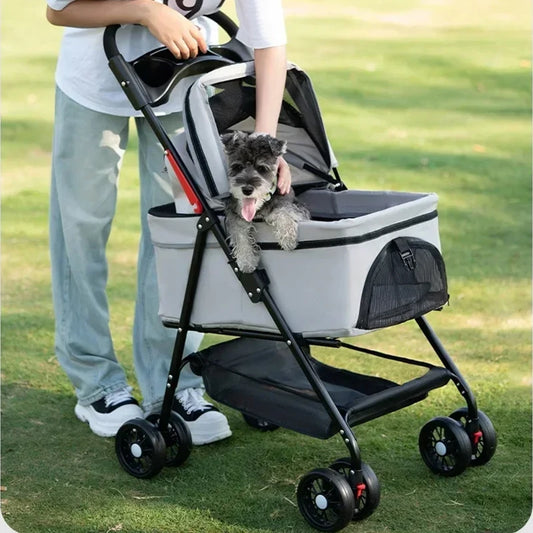 Puppy Stroller Small and Medium Pet Stroller Lightweight Pet Transporter Folding Outdoor Travel Breathable Cat Dog Stroller