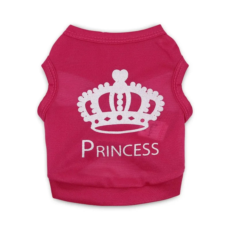 Cool Crown Pattern Princess Clothing for Small Dogs Dog Cat Shirt Puppy Vest Puppy Tee Shirt Summer Clothes Tank Top Pet Apparel