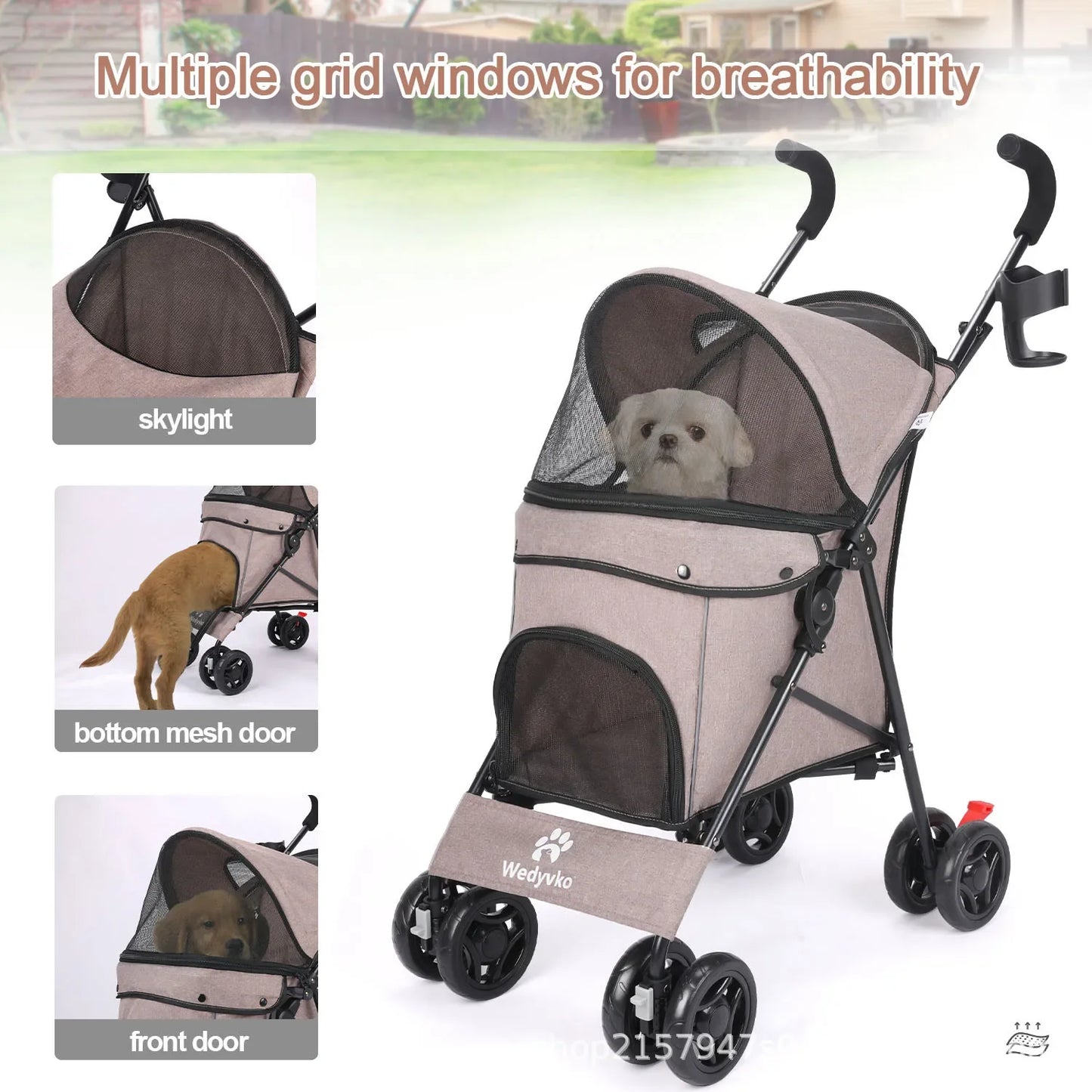 Pet Cart Dog Cat Teddy Go Out Small and Medium Portable Multi-function Folding Travel Cart