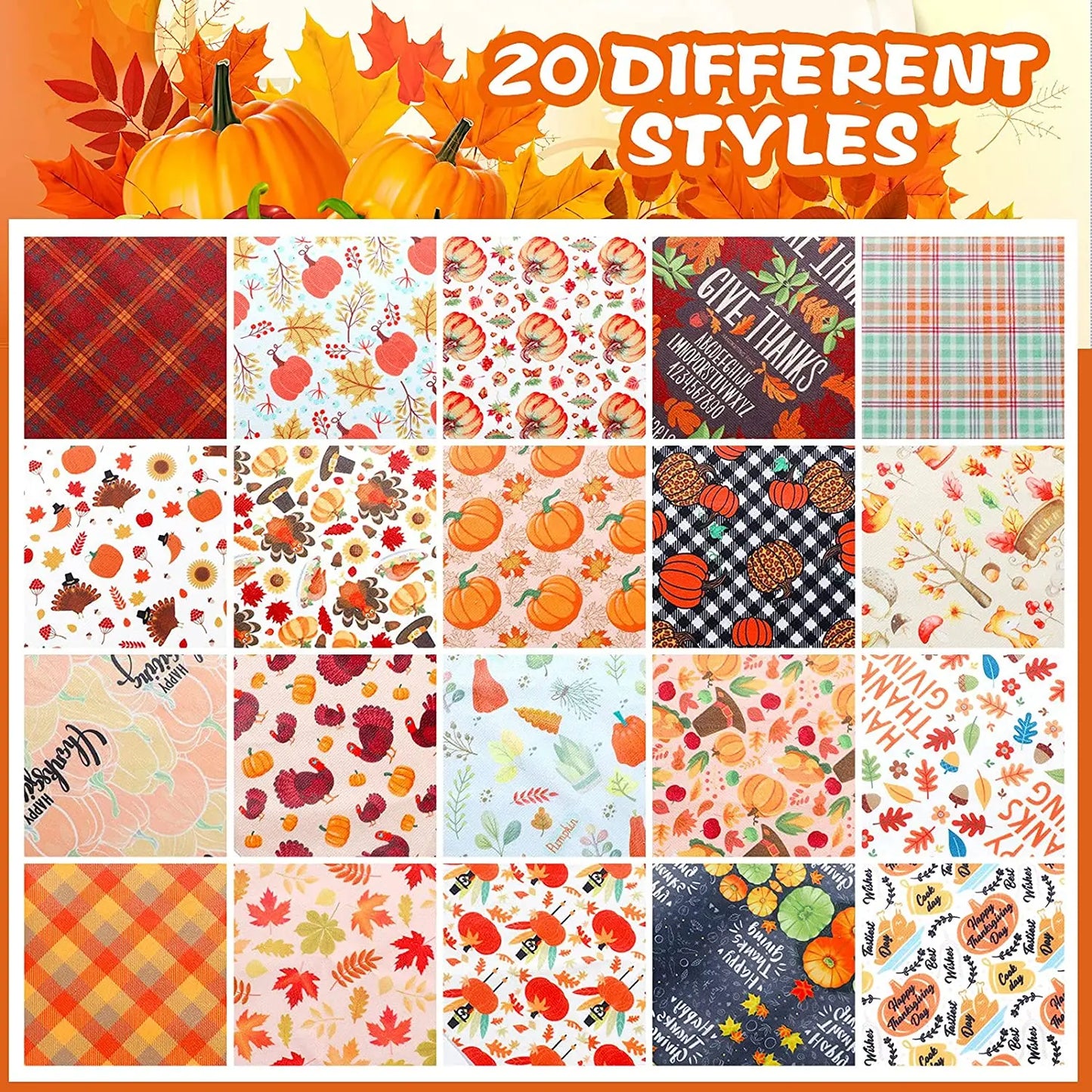 20 Packs Thanksgiving Dog Bandana Fall Autumn Pet Bandana For Dog Turkey Pumpkin Dog Triangle Scarf For Small Medium Pet Cats