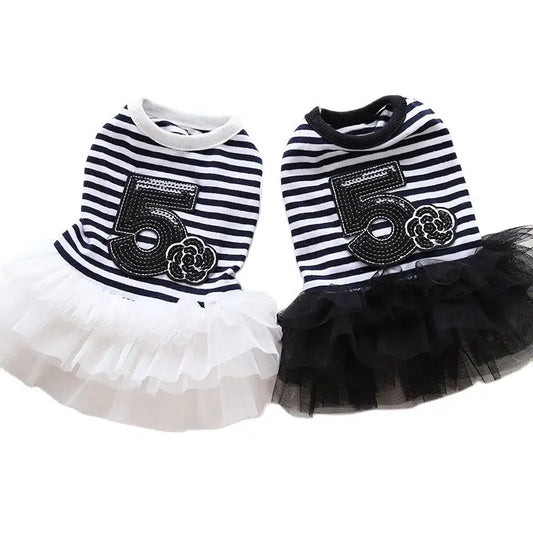 New Dog Cat Dress Striped&Flower Design Pet Puppy Spring/Summer Clothes Outfit 5 Sizes